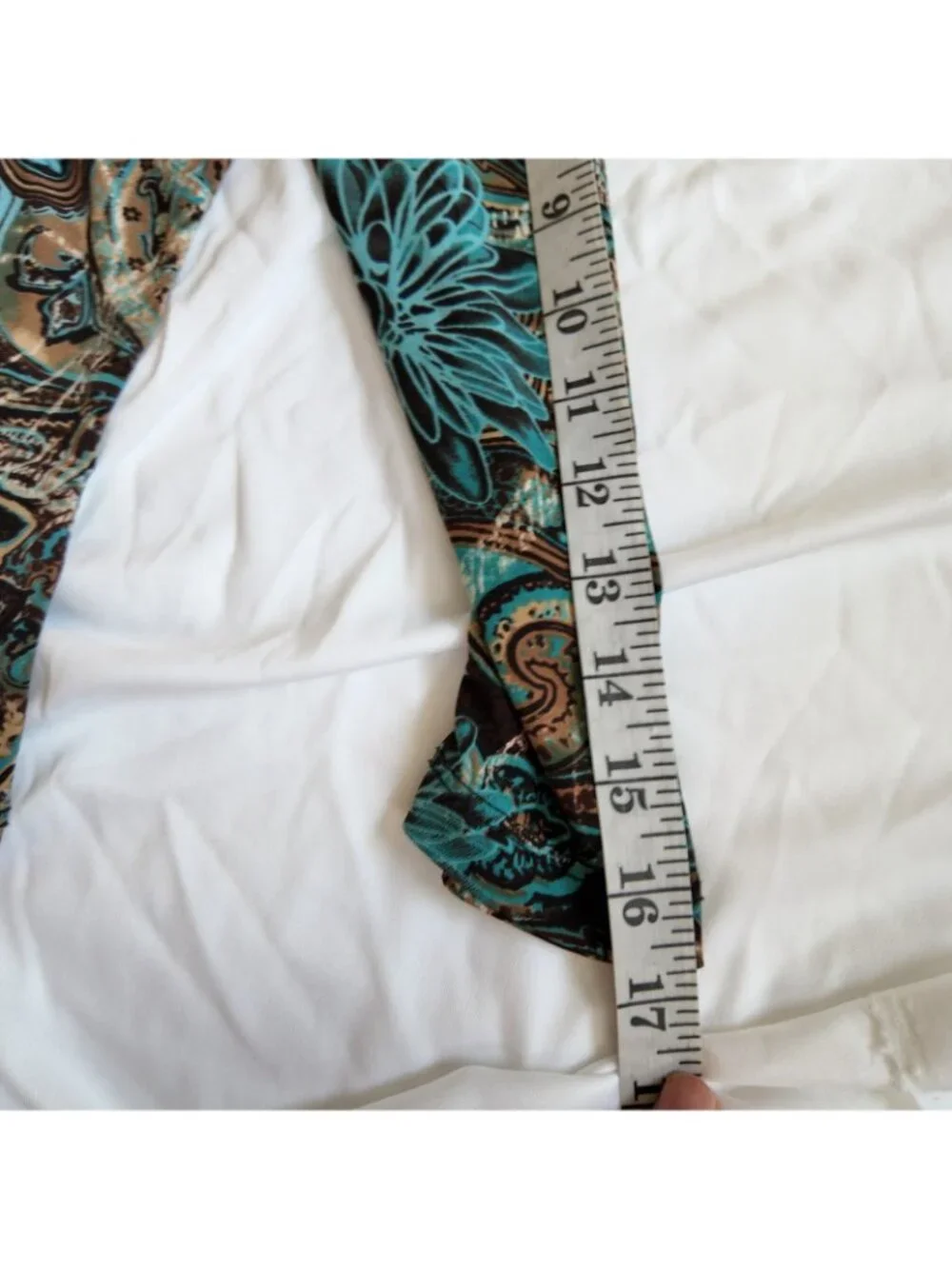 Vintage Paisley Floral Top Teal & Brown Size S 90s Y2k Whimsygoth